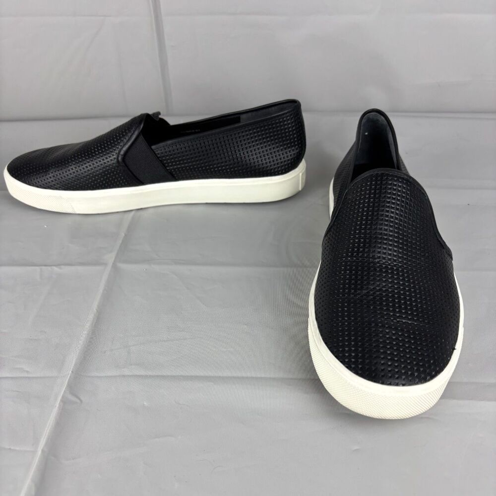 Vince Blair Perforated Leather Slip On Sneakers Womens 9.5 M Black